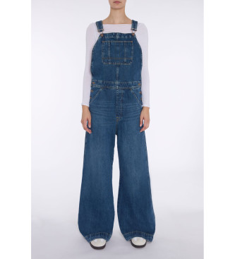7 For All Mankind para mulher. 7U022555JSE Jardineiras de perna larga azul (L), Casual, Algodão, Denim