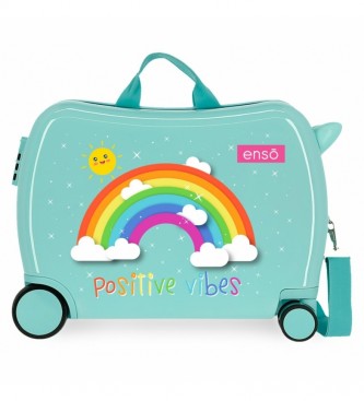 Enso unisex para niños. 9229821 Maleta Infantil Arcoiris Positive Vives con 2 ruedas multidireccionales -38x50x20cm- turquesa (OSFA), Azul,