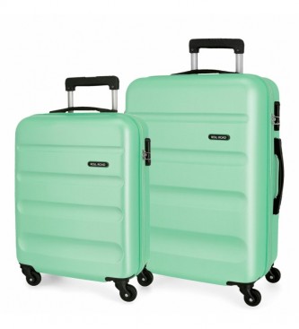 Roll Road unisex. 584956B Juego de dos maletas rígidas Flex -55-65cm- Turquesa (OSFA), Verde, ABS/Policarbonato, Mediano, Cabina, Roll Road