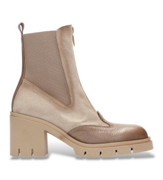 Hispanitas Für Damen. HI254280 Leder-Stiefeletten Zurich Taupe (38), 5 Bis 8 Cm, Reißverschluss, Lässig