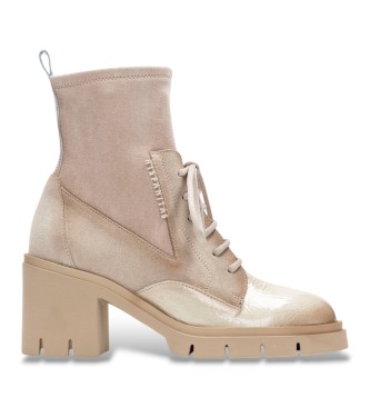 Hispanitasvoor Vrouwen. HI254281 Leren Enkellaarzen Zurich Beige Crème (38), Leer, 5 Tot 8 Cm, Veters, Ritssluiting, Casual