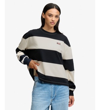 Superdry para mujer. W2012609A Sudadera Ess Stripe Slouchy marino (L), Casual, Algodón