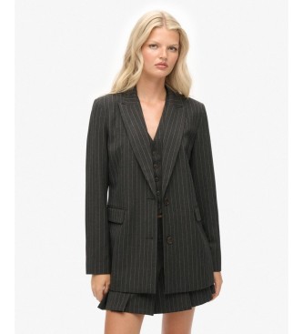 Superdry para mujer. W5012032A Americana Pinstripe Boyfriend gris (L), Casual, Clásico, Poliéster