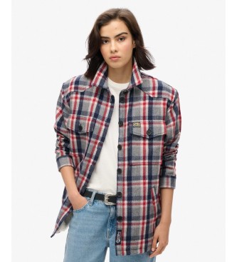 Superdry para mujer. W4010431A Sobrecamisa Borg Check multicolor (L), Casual, Algodón, Manga larga