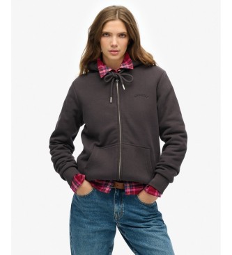 Superdry para mujer. W2012323A Sudadera con capucha Borg Lined Ziphood en negro (L), Casual, Algodón