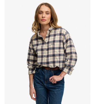 Superdry para mujer. W4010547A Camisa Check Flannel Relaxed beige (S), Casual, Algodón, Manga larga