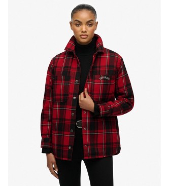 Superdry para mujer. W4010496A Camisa Check Lined rojo (M), Casual, Poliéster, Manga larga