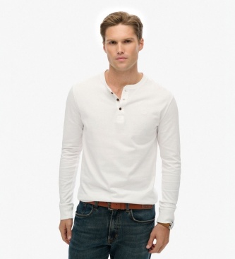 Superdry para hombre. M6010907A Camiseta Classic Essential blanco (L), Casual, Algodón, Manga larga