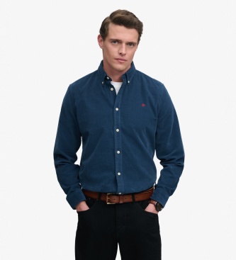 Superdry para hombre. M4011044A Camisa Classic Needle azul (L), Casual, Algodón, Clásico, Manga larga