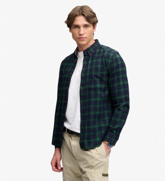 Superdry para hombre. M4011197A Camisa Lumberjack marino, verde (L), Casual, Algodón, Manga larga