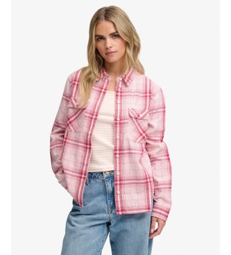 Superdry para mujer. W4010596A Camisa Lumberjack Check Flannel rosa (L), Casual, Algodón, Manga larga