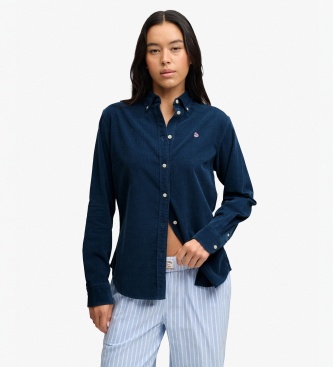 Superdry para mujer. W4010591A Camisa Needle BD marino (L), Azul, Casual, Algodón, Clásico, Manga larga