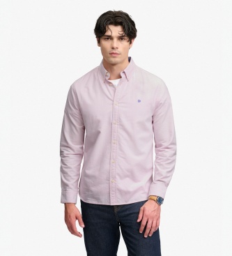 Superdry para hombre. M4011247A Camisa Preppy Oxford rosa (L), Casual, Algodón, Manga larga