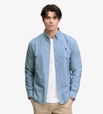 Superdry para hombre. M4011247A Camisa Preppy Oxford azul claro (L), Casual, Algodón, Manga larga
