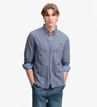 Superdry para hombre. M4011247A Camisa Preppy Oxford marino (L), Casual, Algodón, Manga larga