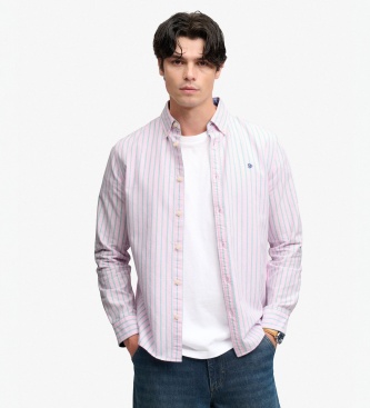Superdry para hombre. M4011247A Camisa Preppy Oxford rosa (L), Casual, Algodón, Clásico, Manga larga
