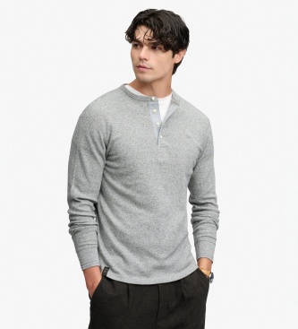 Superdry para hombre. M6010974A Camiseta Slub Waffle gris (L), Casual, Algodón, Manga larga