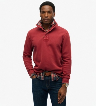 Superdry para hombre. M2014093A Sudadera Cotton Classic Pique Henley rojo (L), Casual, Algodón, Manga larga