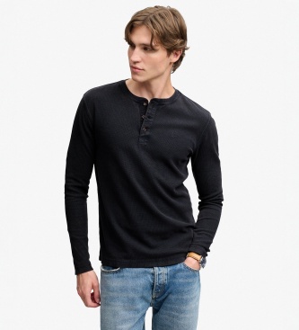 Superdry para hombre. M6010975A Camiseta Henley Waffle marino (L), Casual, Algodón, Manga larga