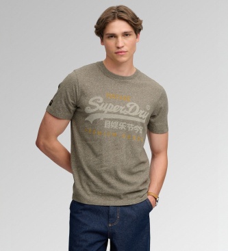 Superdry para hombre. M1012439A Camiseta Heritage Relaxed verde (L), Casual, Algodón, Manga corta