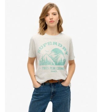 Superdry para mujer. W1011660A Camiseta Lofi Outdoor Mono Relaxed gris (L), Casual, Algodón, Manga corta