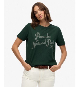 Superdry para mujer. W1011762A Camiseta Lofi Outdoors Relaxed verde (L), Casual, Algodón, Manga corta
