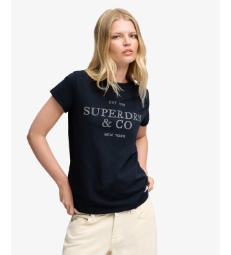 Superdry para mujer. W1011934A Camiseta Luxe Casual Classic marino (L), Algodón, Manga corta