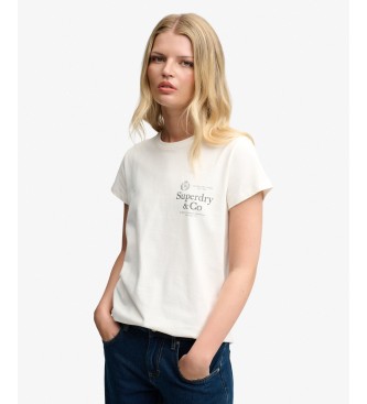 Superdry para mujer. W1011934A Camiseta Luxe Casual Classic blanco roto (L), Algodón, Manga corta
