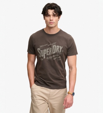Superdry para hombre. M1012438A Camiseta Vintage Workwear marrón (L), Casual, Algodón, Manga corta