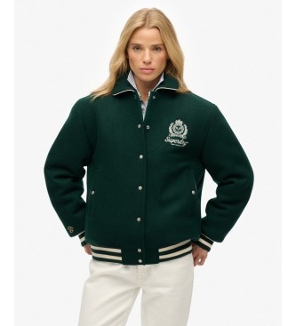 Superdry para mujer. W5011927A Cazadora bomber Country Club Wool verde (L), Casual, Lana