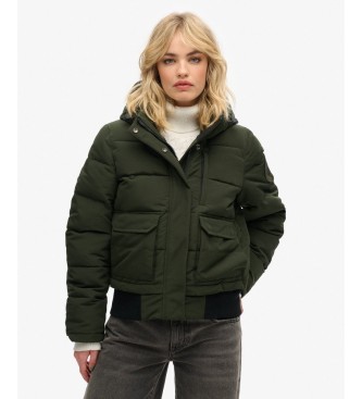 Superdry para mujer. W5011907A Cazadora bomber Everest verde (L), Casual, Poliéster