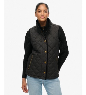 Superdry para mujer. W5012041A Chaleco Estate Country Liner negro (L), Casual, Poliéster Reciclado