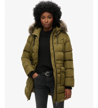 Superdry para mujer. W5011787A Chaqueta acolchada Everest MID Faux verde (L), Casual, Poliéster Reciclado