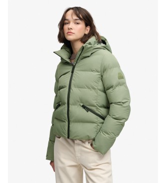Superdry para mujer. W5012209A Chaqueta acolchada Hooded City Padded verde (L), Casual, Poliéster Reciclado