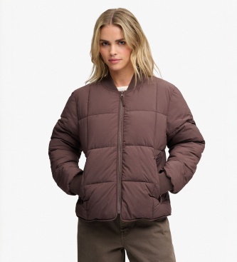 Superdry para mujer. W5012194A Chaqueta acolchada Large Box Quilt marrón (L), Casual, Poliéster