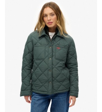 Superdry para mujer. W5011992A Chaqueta acolchada Chore Liner verde (L), Casual, Poliéster Reciclado