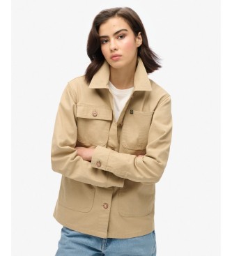 Superdry para mujer. W5011767A Chaqueta Chore beige (M), Casual, Algodón