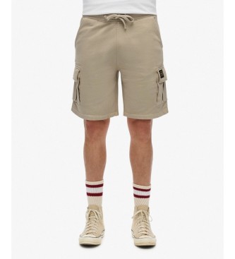 Superdryvoor Mannen. M7110480A Korte Cargo Met Contrasterend Stiksel, Beige (L), Casual, Katoen