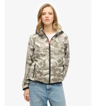 Superdry para mujer. W5011849A Cortavientos Hooded Logo verde (L), Casual, Camuflaje, Nylon reciclado