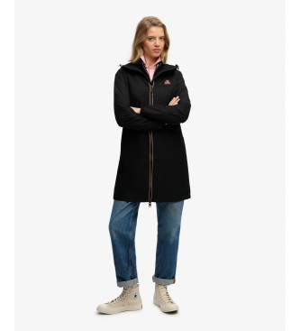 Superdry para mujer. W5012148A Cortavientos Longline TRI negro (L), Casual, Poliéster Reciclado