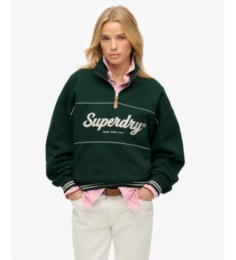 Superdry para mujer. W2012380A Sudadera Country Club Loose 1/4 Zip en verde (L), Casual, Algodón