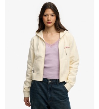 Superdry para mujer. W2012286A Sudadera con capucha corta Essential Logo en blanco (L), Casual, Algodón