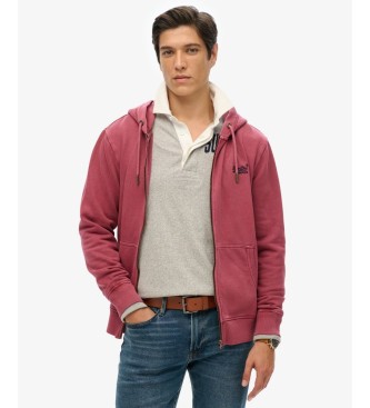 Superdry Sudadera Essential Logo Washed Ziphood granate