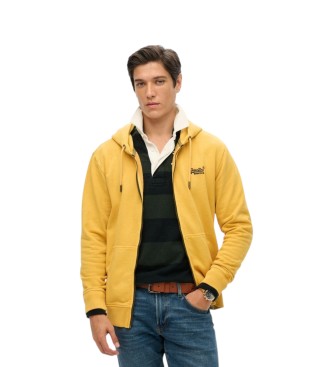 Superdry Sudadera Essential Logo Washed Ziphood amarillo