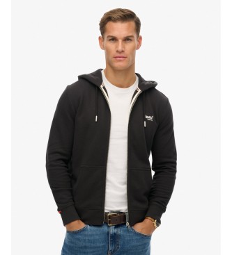 Superdry Sudadera con capucha y cremallera Essential Logo negro