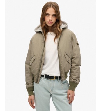 Superdryvoor Vrouwen. W5011861A Bomberjack MA1 Met Capuchon Groen Beige (Xl), Casual, Katoen
