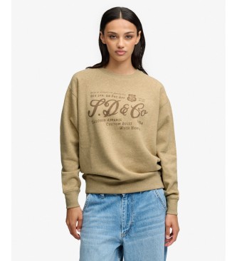Superdry para mujer. W2012636A Sudadera Industry Worker Loose Crew beige (L), Casual, Algodón, Manga larga
