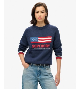 Superdry para mujer. W6110615A Jersey Americana marino (M), Casual, Algodón