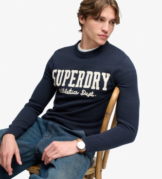 Superdry para hombre. M6110788A Jersey Applique marino (L), Casual, Algodón