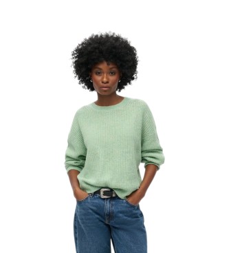 Superdry para mujer. W6110579A Jersey Brushed verde (M), Casual, Acrílico, Manga larga